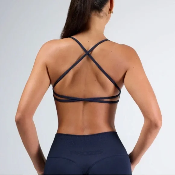 Elegant Navy Strappy Sports Bra